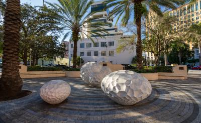 Coral Forest sculptures in the shade on sunny day